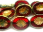 Preview: 14mm Star Beads Carved Oval Garnet Picasso dunkelrot Glasperlen 5x
