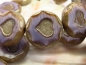 Preview: 1x Heart Coin Lavender Picasso Glasperlen