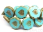 Preview: 1x Heart Coin Turquoise Blue Glasperlen