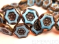 Preview: 2x Slim Flower Aqua Black Picasso Glasperlen