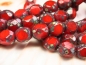 Preview: 8mm feuerpolierte Glasperlen 3-cut Ruby Picasso rot 5x