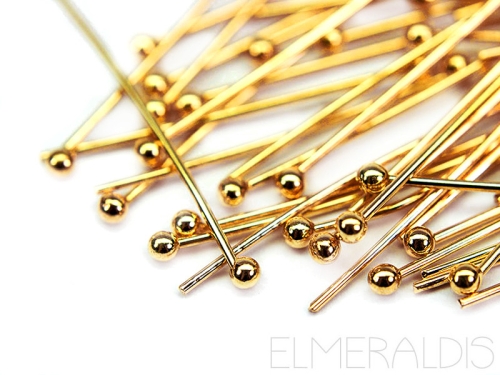 25mm Kugelstifte goldfarben Ballpins Zamak 50x