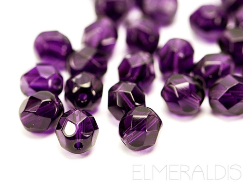 6mm feuerpolierte Glasperlen Tanzanite violett 30x