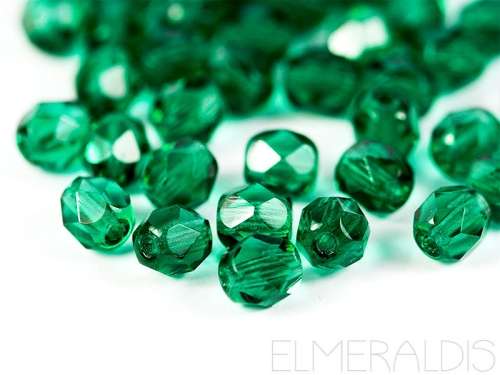 6mm feuerpolierte Glasperlen Emerald grün 30x