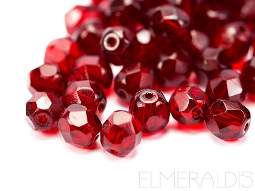 6mm feuerpolierte Glasperlen Ruby rot 30x