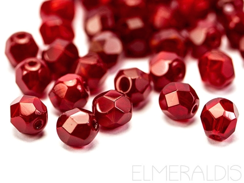 6mm feuerpolierte Glasperlen Oxblood rot 30x