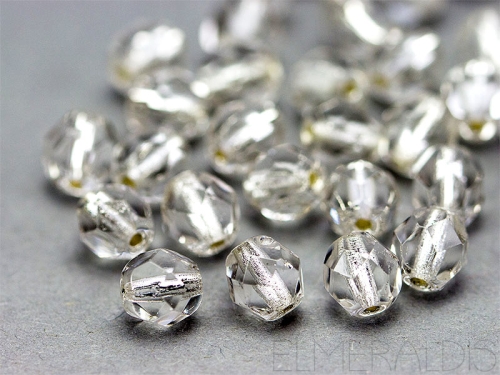 6mm feuerpol. Glasperlen Silver Lined Crystal 30x