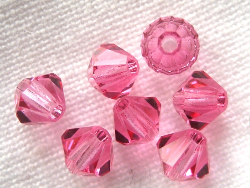 3mm Bicone Glasperlen Rose rosa pink 20x