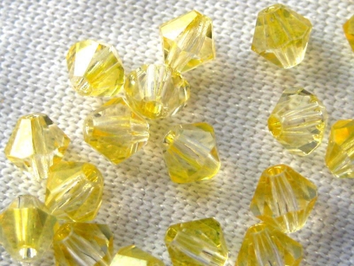 4mm Bicone Glasperlen Luster Lemon hellgelb 20x