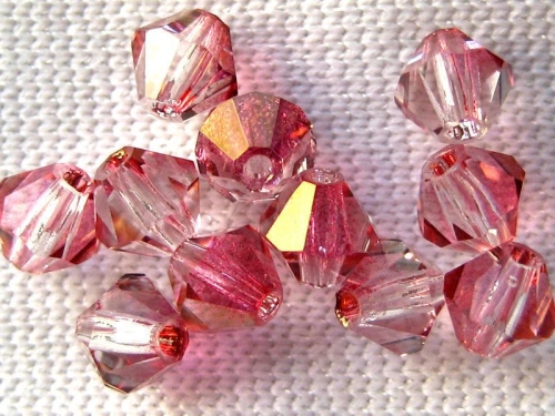 4mm Bicone Glasperlen Luster Pink Crystal rosa 20x