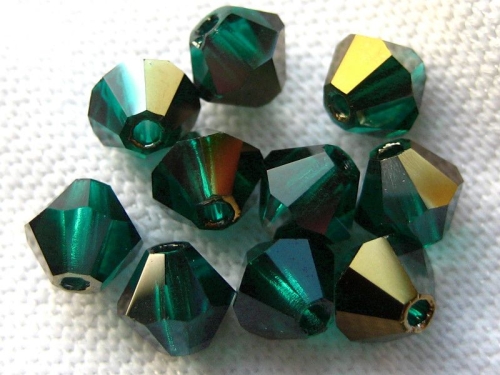 4mm Bicone Glasperlen Emerald Hematite dunkelgrün 20x