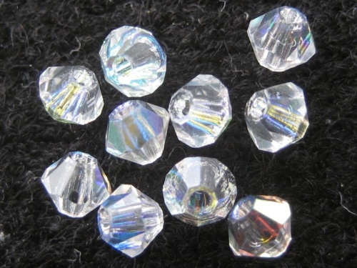 3mm 20x Bicone Glasperlen Crystal AB