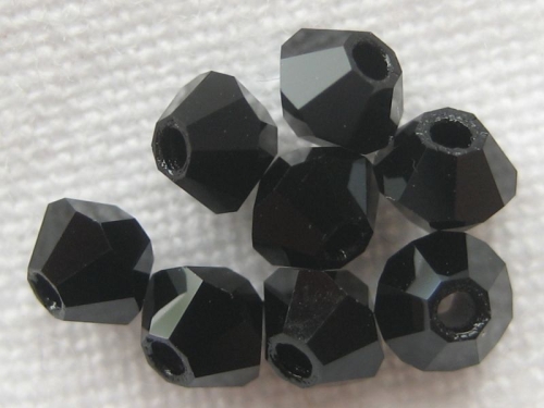 3mm 20x Bicone Glasperlen Jet Schwarz