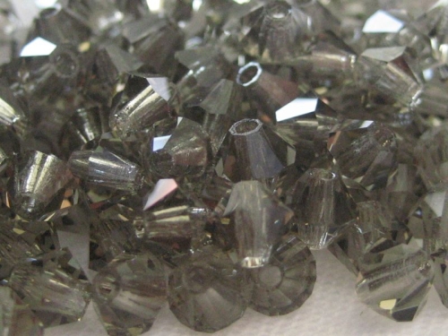 4mm Bicone Glasperlen Black Diamond grau 20x