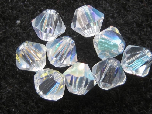 4mm 20x Bicone Glasperlen Crystal AB