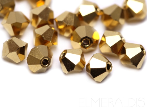 4mm Bicone Glasperlen Crystal Aurum Full goldfarben 20x