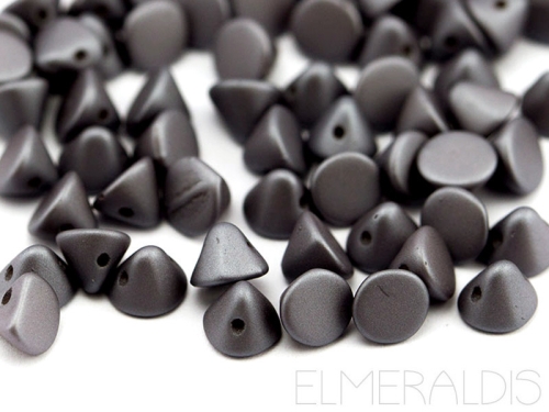4mm Button Beads® Metallic Steel dunkelgrau 10x