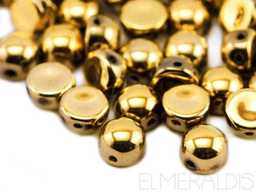 6mm Cabochons 2-Loch Crystal Gold Amber Full 10x