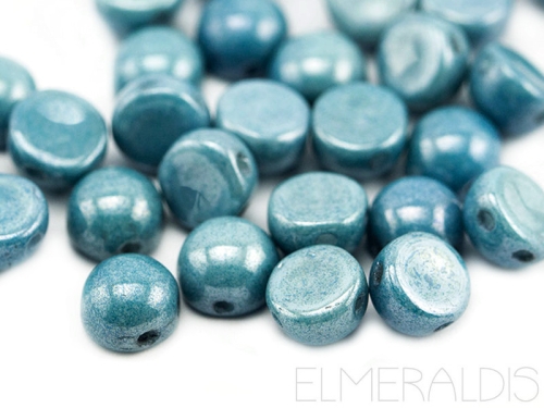 6mm Cabochons 2-Loch Chalk White Baby Blue 10x