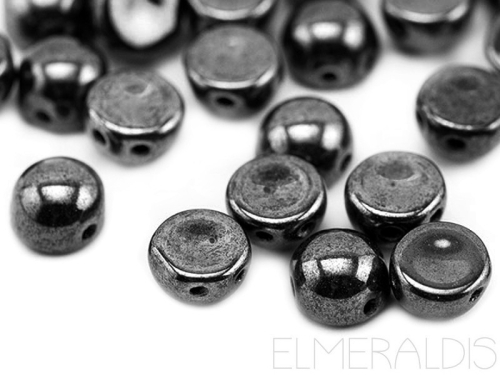 6mm Cabochons 2-Loch Jet Hematite dunkelgrau 10x