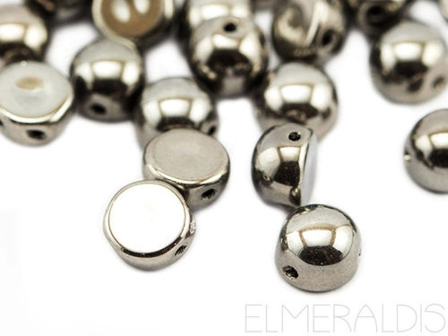 6mm Cabochons 2-Loch Jet Chrome Full Steel 10x