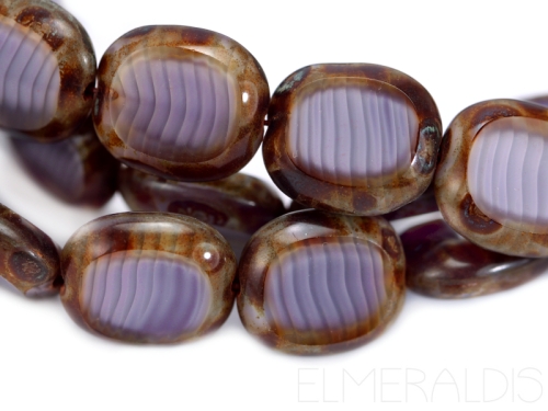 14mm Candy Beads Puffy Pillow Carved Oval Lavender Opal Picasso violett lila Glasperlen 2x