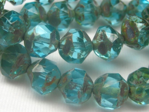 Central Cut Beads Aqua Picasso blau Glasperlen 4x