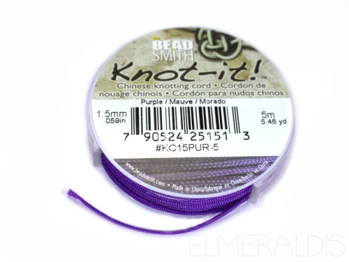 1,5 mm Chinese Knotting Cord Knot-it Knüpfgarn Nylongarn Beadsmith Purple violett lila 5m