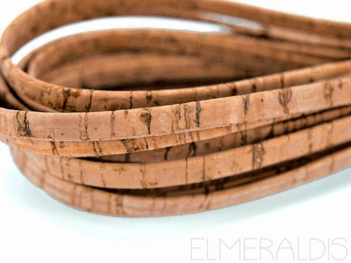 5mm Korkband flach Lederimitat Brown Taupe braun 20cm