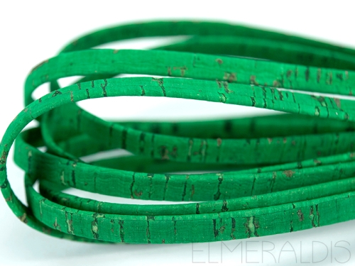 5mm Korkband flach Lederimitat Emerald dunkelgrün 20cm