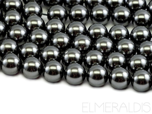 6mm Swarovski® Crystal Pearls Black Hematite schwarz 10x