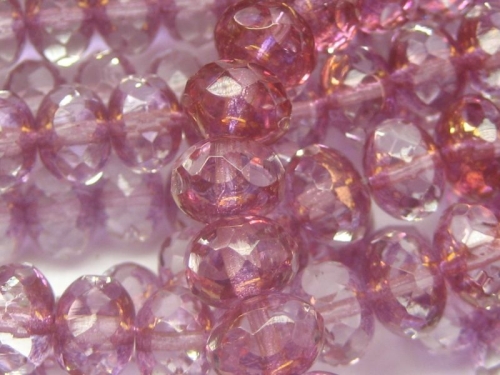 4x Rondelle Crystal Rose Copper Glasperlen 6x9mm