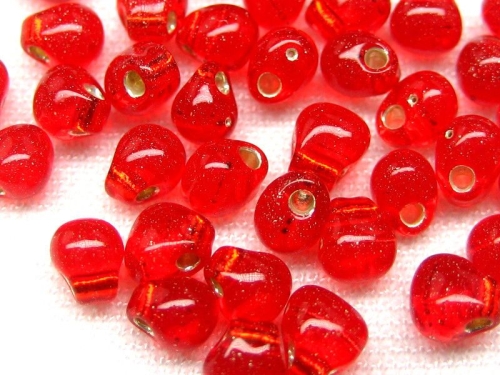 10g Miyuki Drop Beads Silverlined Flame Red