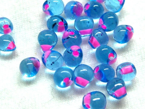 10g Miyuki Drop Beads Elect. Peach Lt Blue