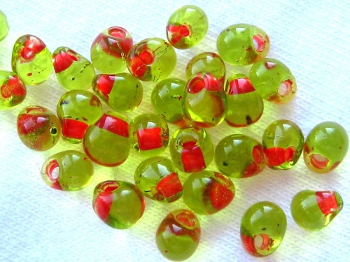 10g Miyuki Drop Beads Red Chartreuse