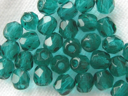 3mm 50 feuerpol Glasperlen Dark Emerald