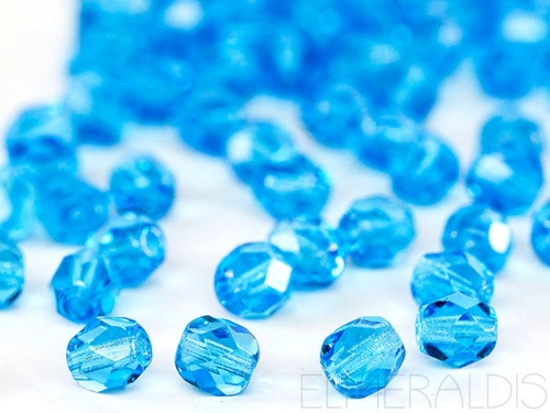 3mm feuerpolierte Glasperlen Aquamarine hellblau 50x
