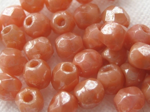 3mm 50 feuerpol Glasperlen Luster Pink Coral