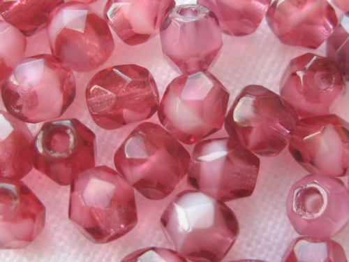 4mm 50 feuerpol Glasperlen Pearl Fuchsia