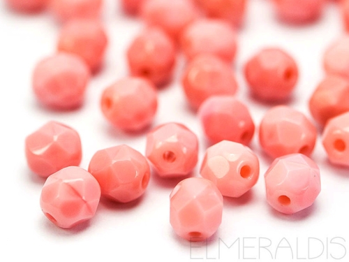 4mm 50 feuerpol Glasperlen Opaque Carnation Pink