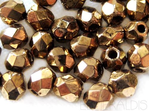 4mm feuerpolierte Glasperlen Gold Bronze 50x