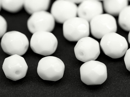 6mm feuerpolierte Glasperlen White Opaque weiß 30x
