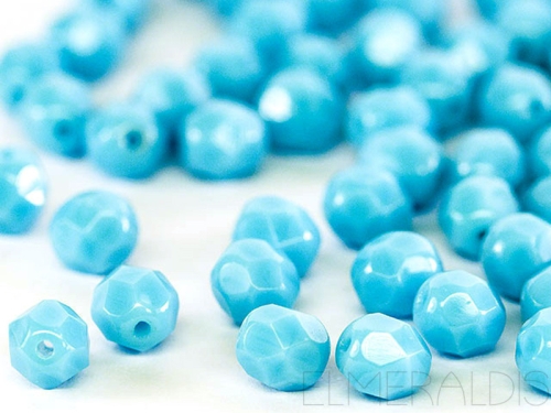 6mm feuerpolierte Glasperlen Sky Blue Coral 30x