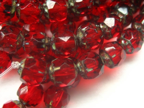 5x Renaissance Ruby Picasso Glasperlen