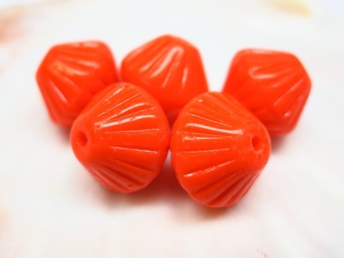 4x Bicone Neon Orange Glasperlen