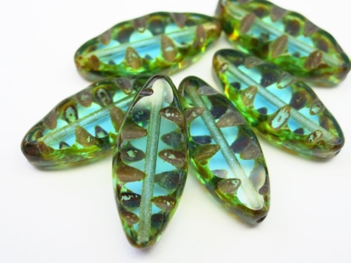 Spindel Aqua Green Picasso blau Glasperlen 2x