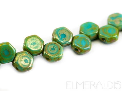 6mm Honeycombs Blue Turquoise Picasso Türkis 30x
