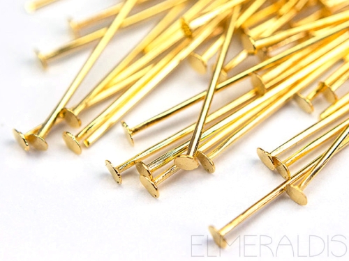 25mm Nietstifte goldfarben Headpins Kopfstifte 50x