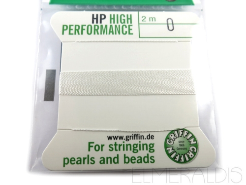 2m Perlseide High Performance white weiss mit Nadel Stärke 0,30 mm