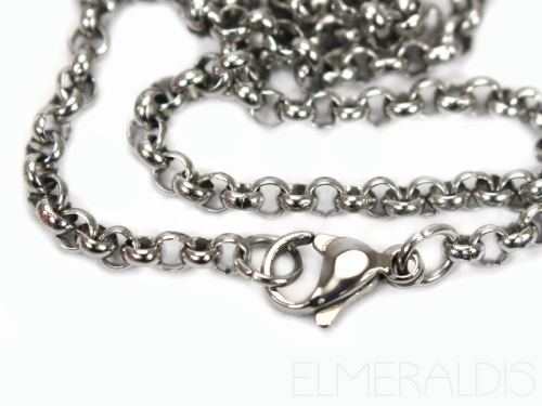48cm Erbskette Edelstahl Halskette silberfarben 2mm